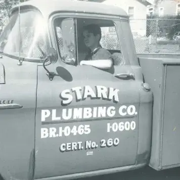 Historical photo of Stark Plumbing Co. truck