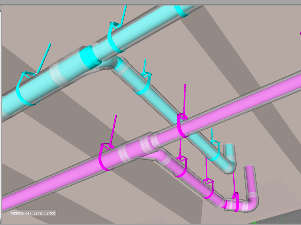 Virtual design of piping framework