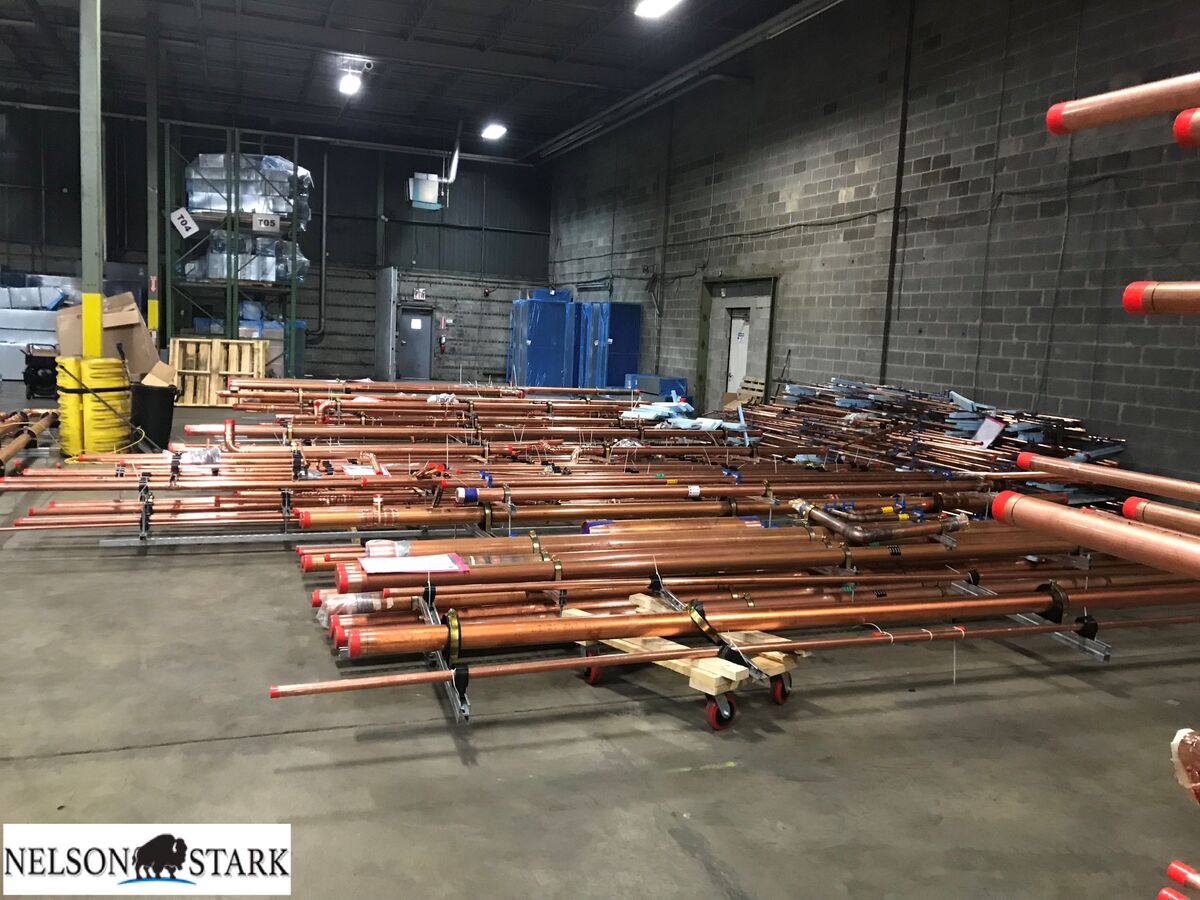 Stack of prefab stock in warehouse