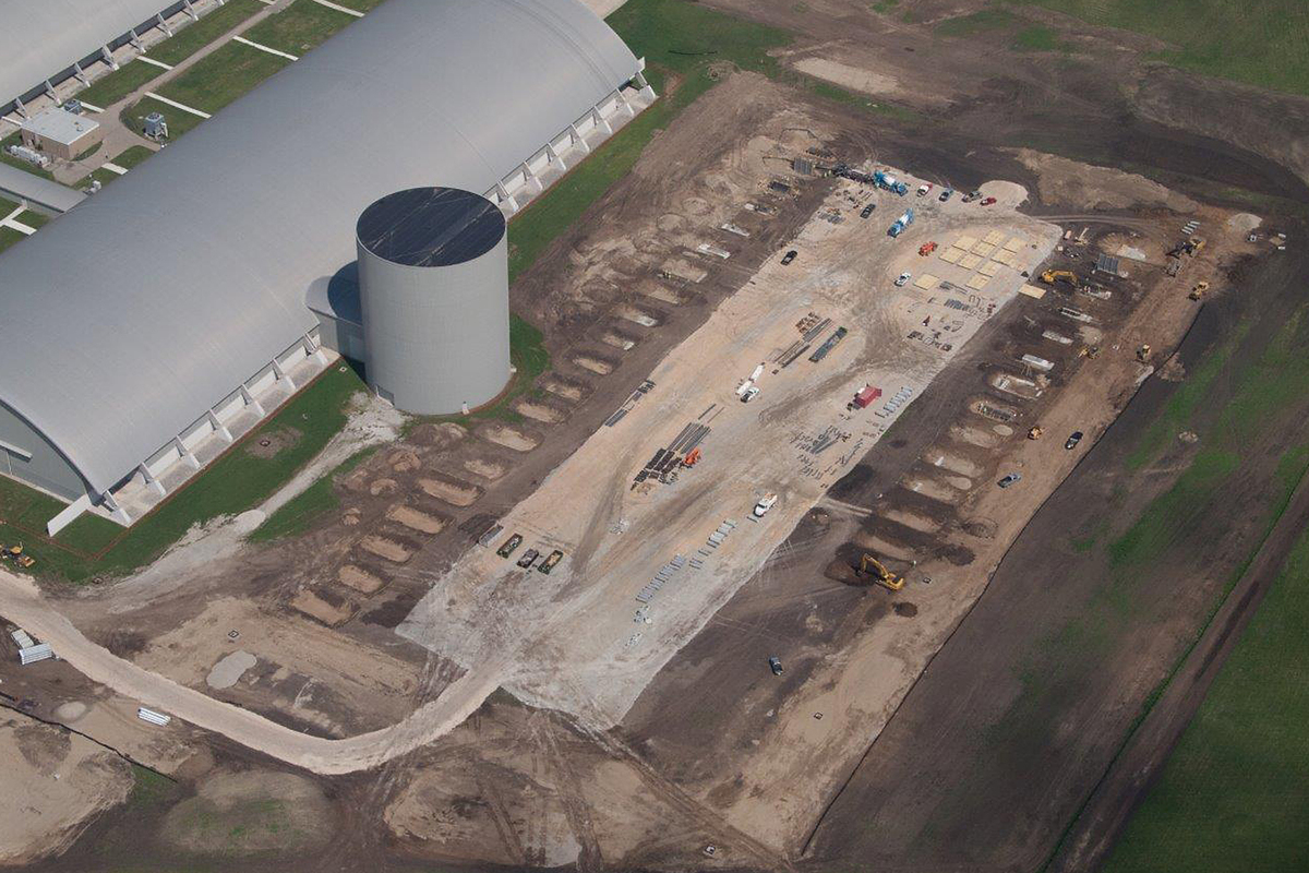 Wright Patterson Air Force Base building addition aerial view